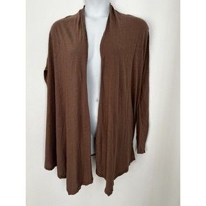 Fresh Produce Cardigan Sweater M/L Womens  Open Front Brown Cotton Knit